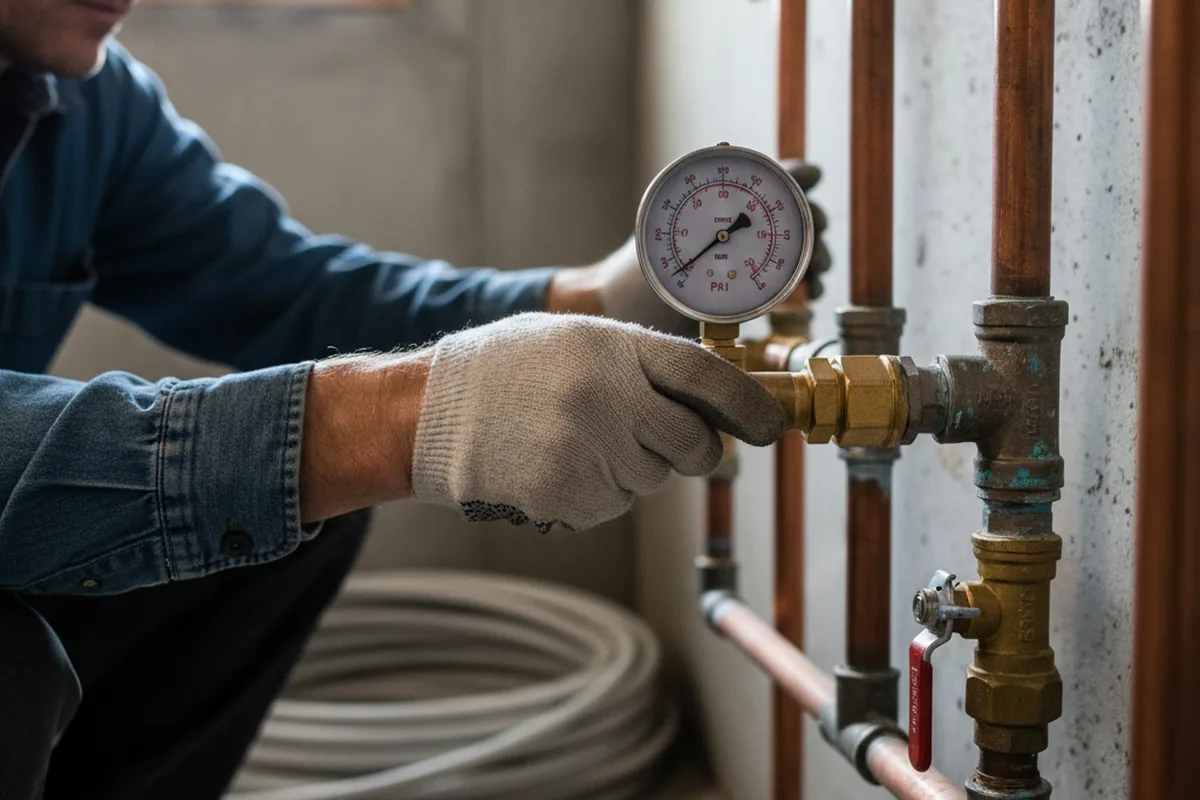 Pressure testing a repaired line during Water Line Repair in Hollister